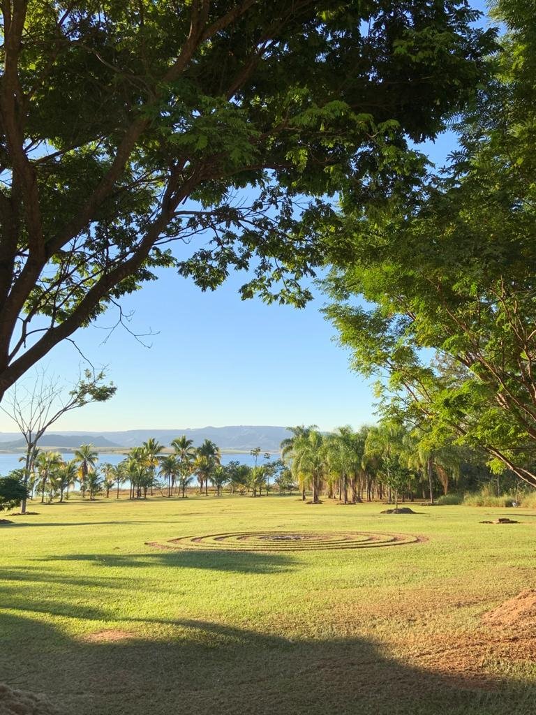 Vista das árvores e da paisagem ao redor do sítio